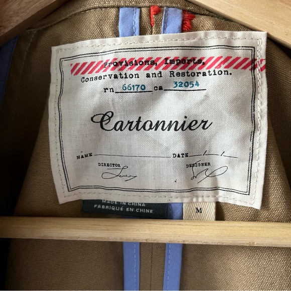 Cartonnier Tan Trench Coat with Floral Embroidery - Picture 5 of 6